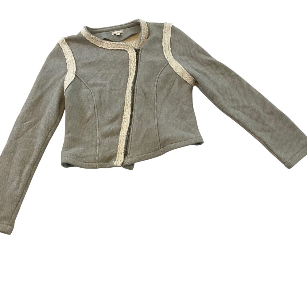 Gap Petite Women's Gray Knit Zip Front Jacket Size M